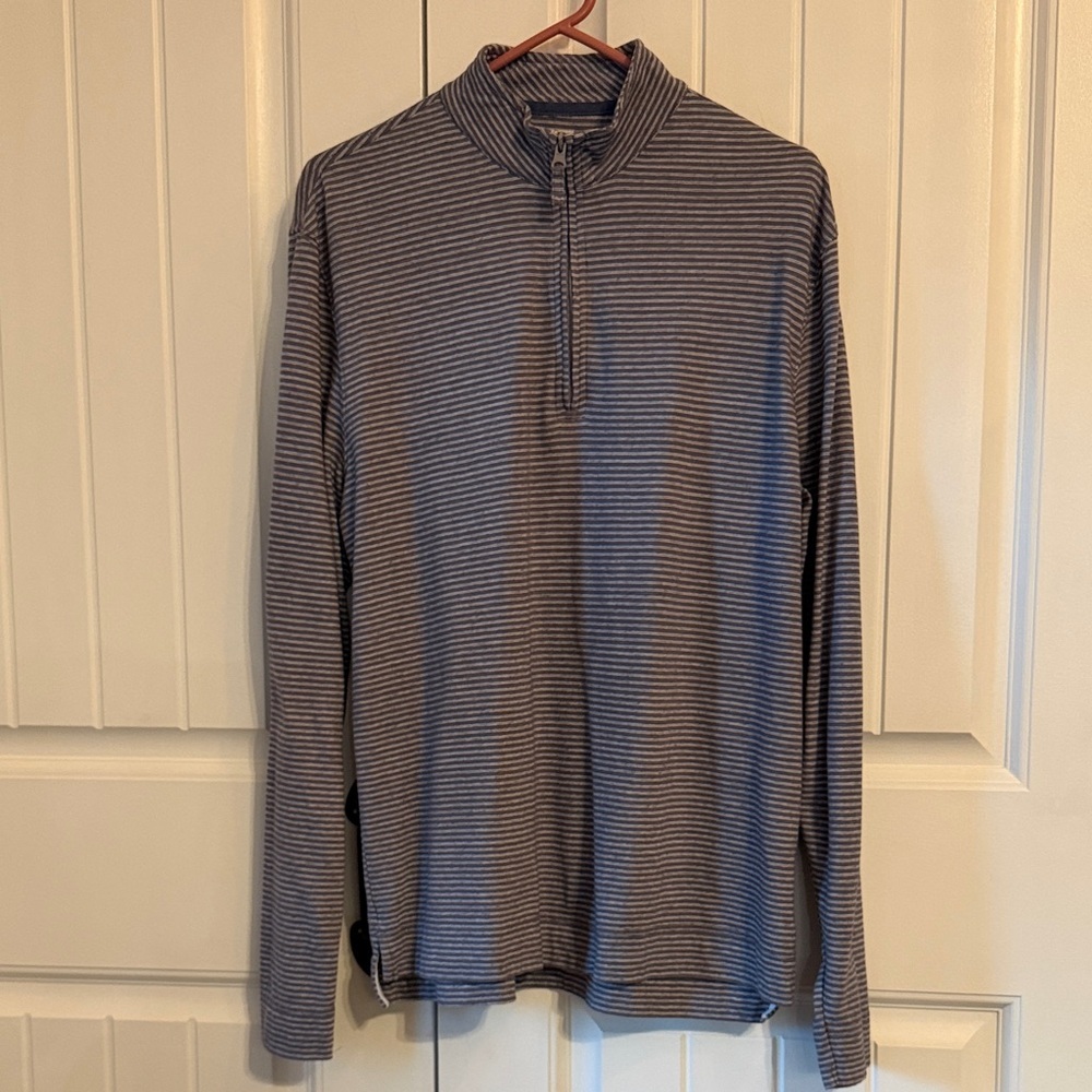 johnnie-O Men's Blue/Gray Med
"Hangin Out" Harvell Quarter-Zip Striped Pullover - Picture 2 of 12